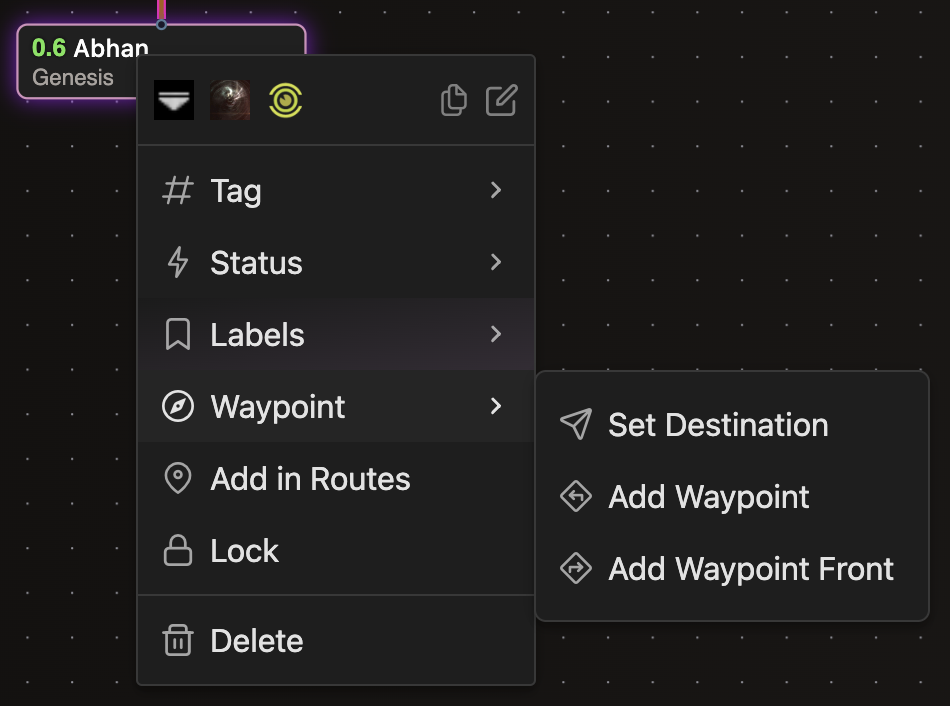Set destination and waypoints in game from the map